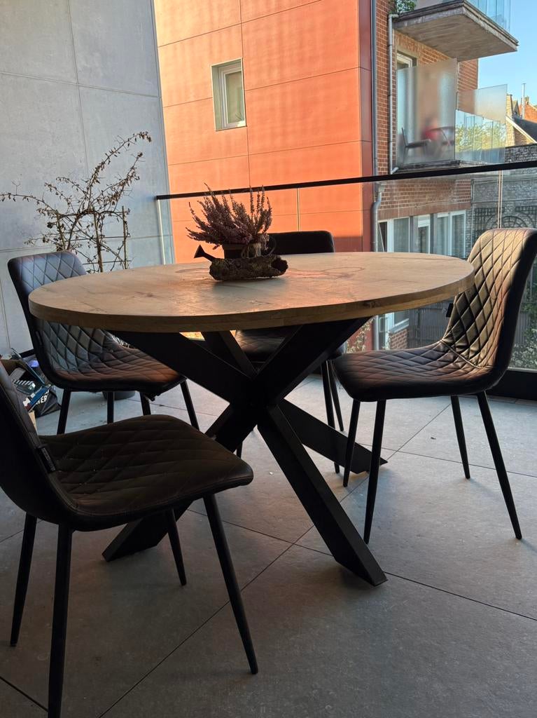 Lot de 4 chaises similicuir noir, Ophalen, Gebruikt, Zwart