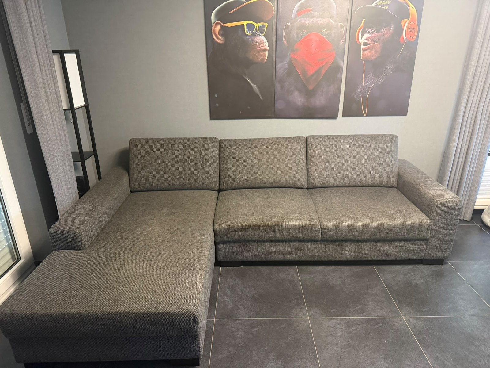 ️ Canapé d'angle en tissu gris, Enlèvement, Comme neuf, Tissus, Moderne
