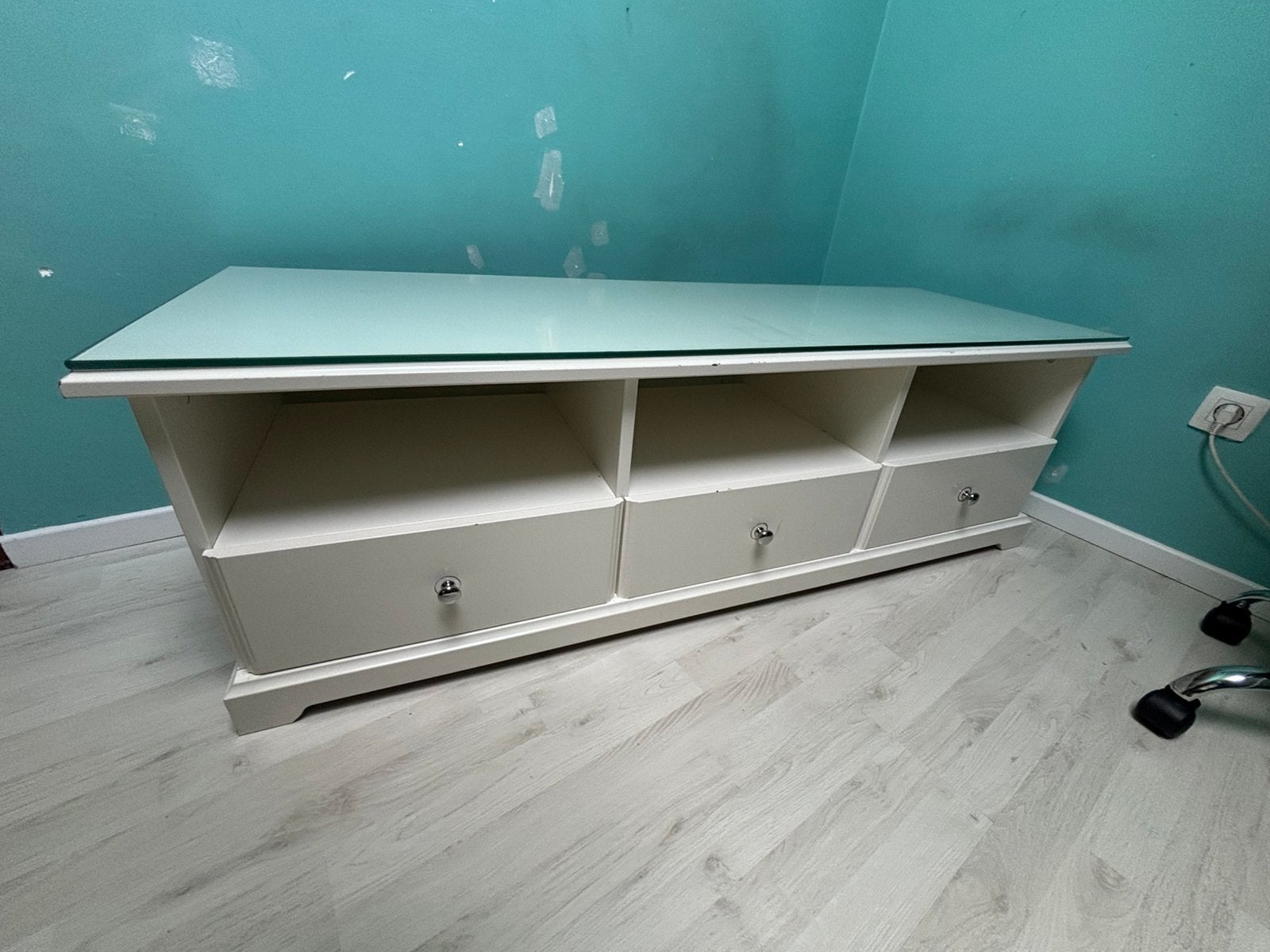 Meuble tv blanche, Maison & Meubles, 100 à 150 cm, Comme neuf, Enlèvement, 75 cm ou plus