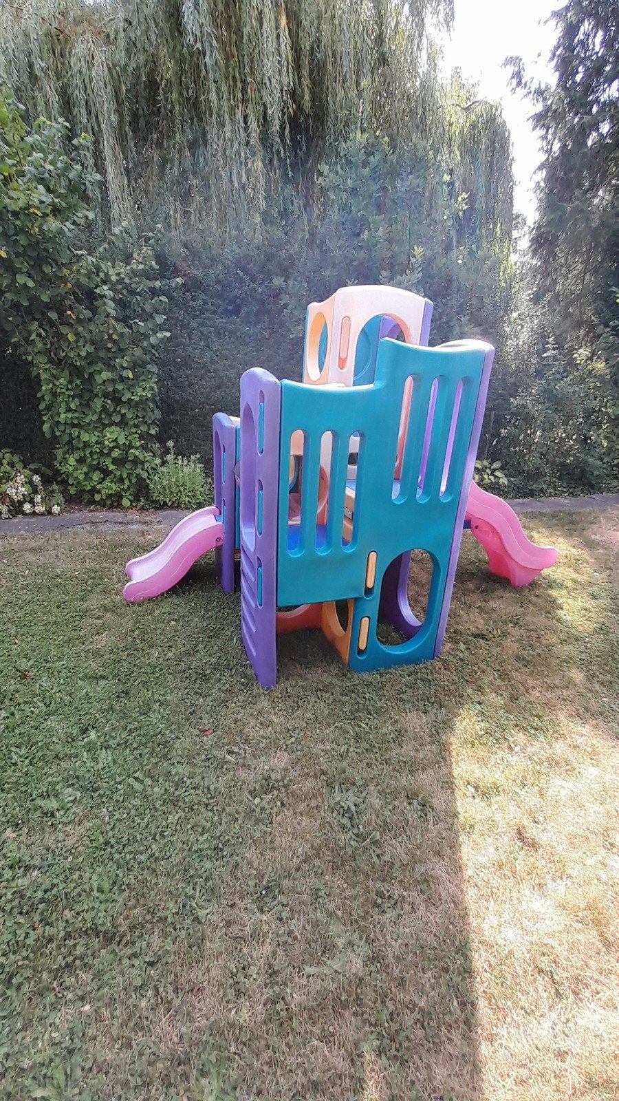 Little tikes speeltoestel met 2 glijbanen en tunnel, Ophalen, Gebruikt, Klimwand