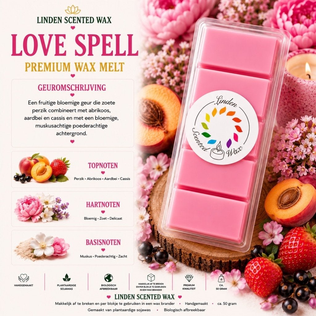 Waxmelts LOVE SPELL parfum geur waxmelt snapbar, Ophalen of Verzenden, Nieuw, Was, Kaars