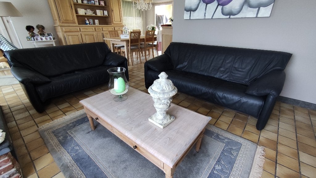 Salon de cuir, Maison & Meubles, Canapés | Coins salons complets, Utilisé, Cuir, Enlèvement