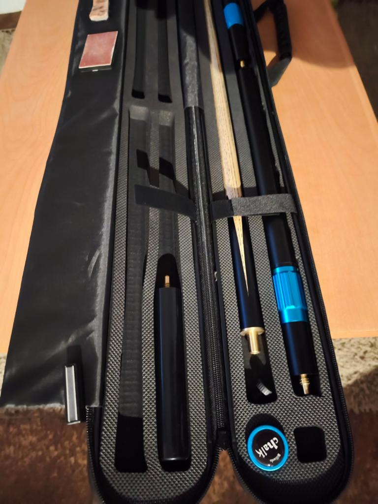 Snookerkeu met case en speciale dubbelzijdige case, Ophalen of Verzenden