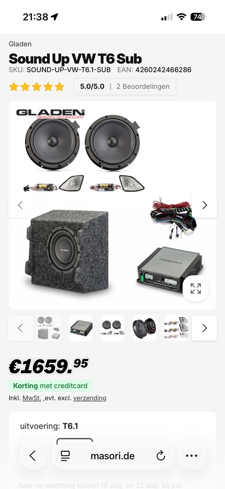 Gladen Sound Up VW T6.1 – complete geluidsupgrade, Ophalen of Verzenden, Zo goed als nieuw