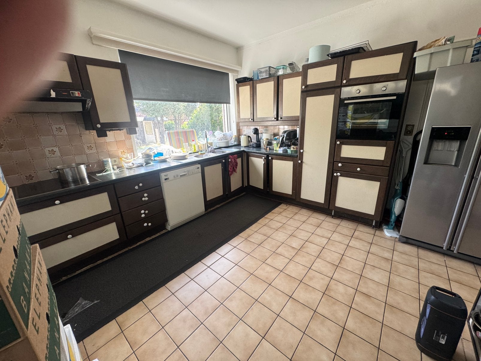 GEBRUIKTE KEUKEN TE KOOP, Maison & Meubles, Synthétique, Brun, Enlèvement, Utilisé