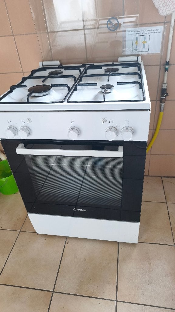 Gasfornuis, Ophalen, Gebruikt, Wit, 50 tot 100 cm