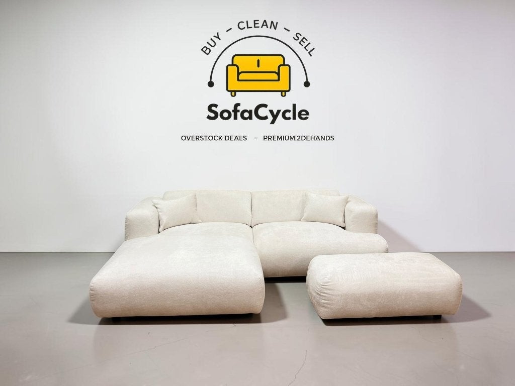 Canapé d'angle blanc en bouclé, Maison & Meubles, Neuf, Enlèvement ou Envoi, SofaCycle VOF, Info@sofacycle.be
