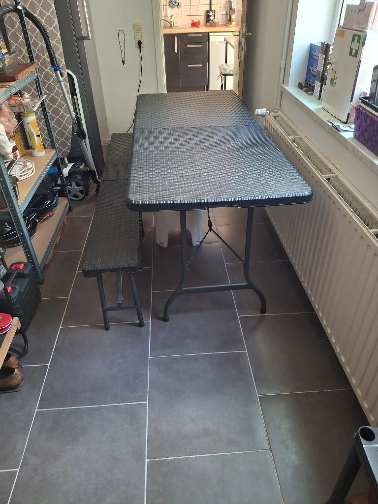 Parasol plus table, Jardin & Terrasse, Enlèvement, Parasol sur pied, Réglable, Utilisé