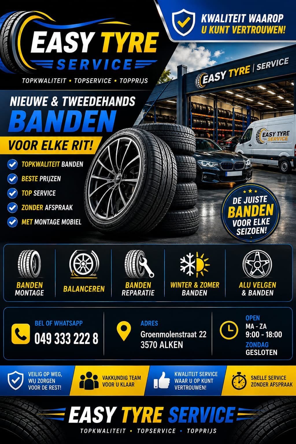 Easy Tyre Service – jouw bandenspecialist in Alken, Ophalen of Verzenden, Voor