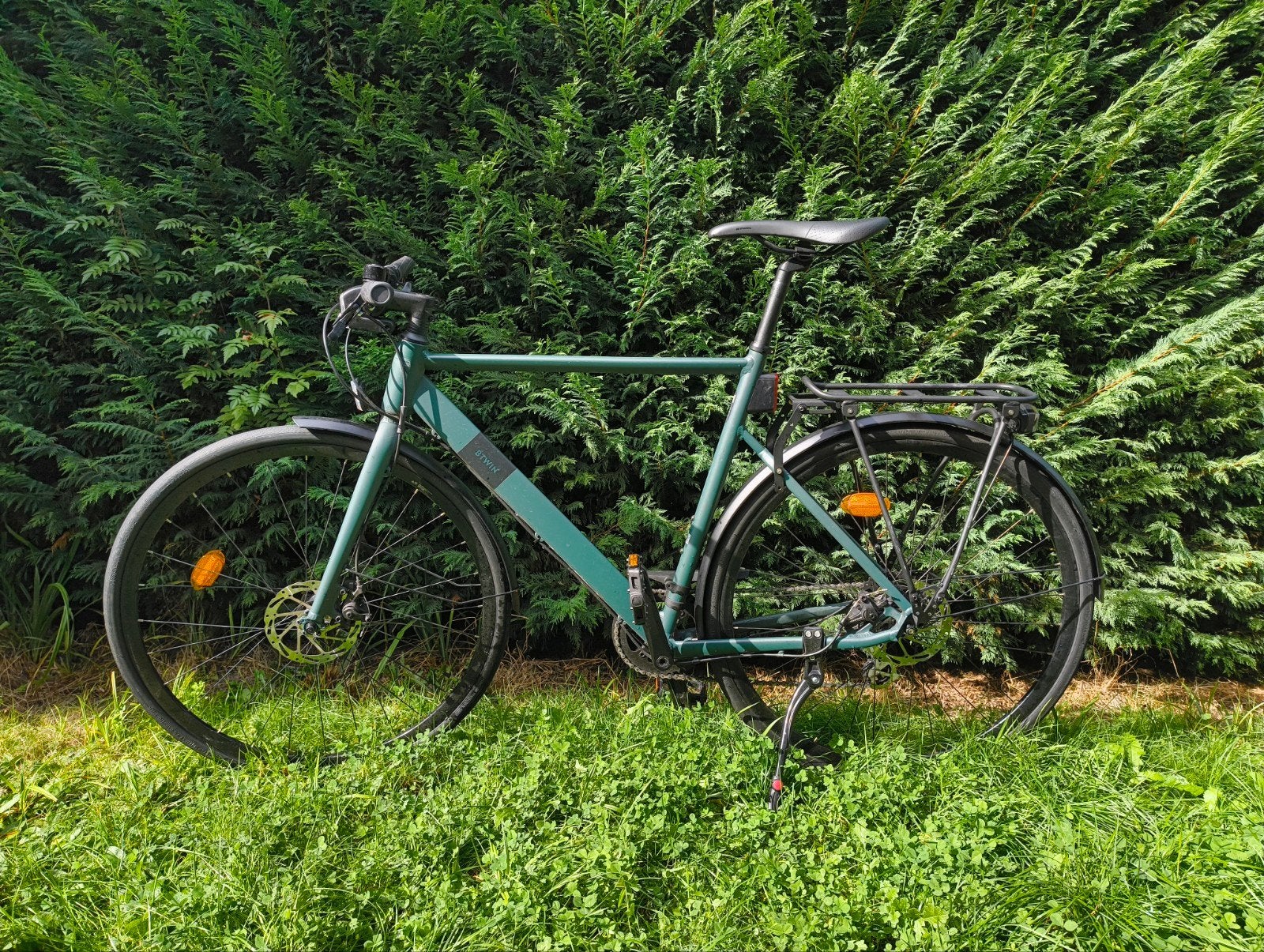 Btwin Speed 900 Groen met bagagedrager en pikkel, Autres marques, Moins de 10 vitesses, Comme neuf, Enlèvement