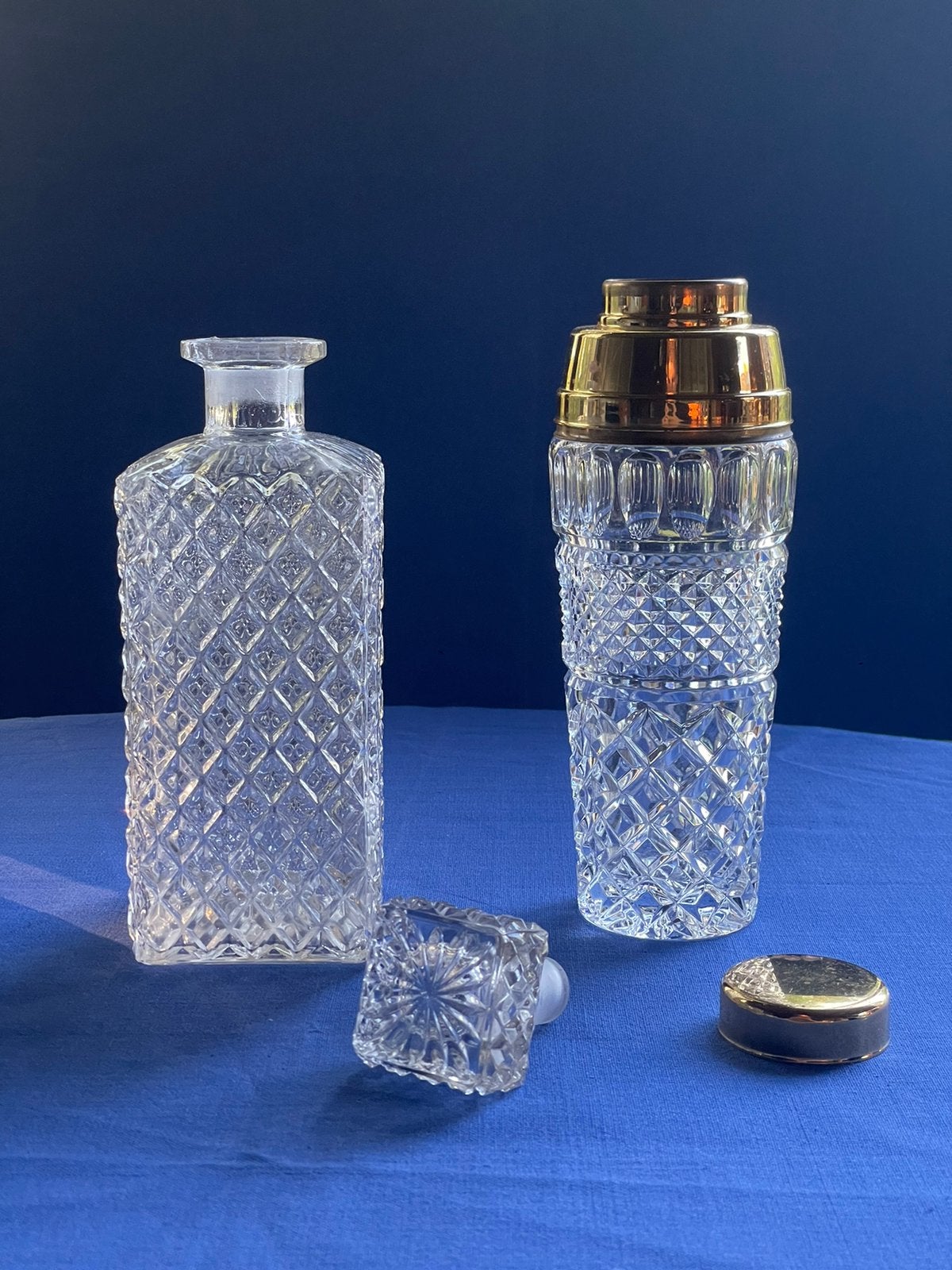 Carafe à whisky en verre vintage et shaker à cocktail, Enlèvement ou Envoi