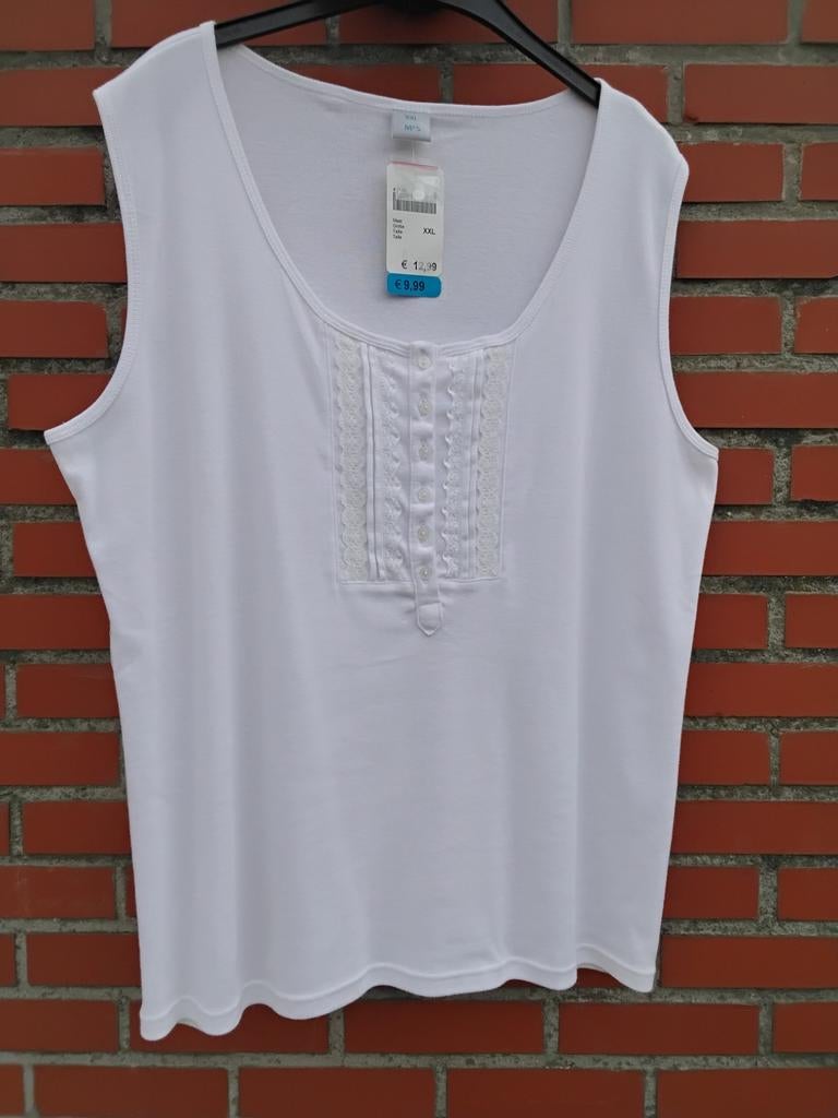 2 Mooie topjes met brede bandjes (6 EURO VOOR DE 2 SAMEN), Ophalen, Maat 46/48 (XL) of groter, Wit