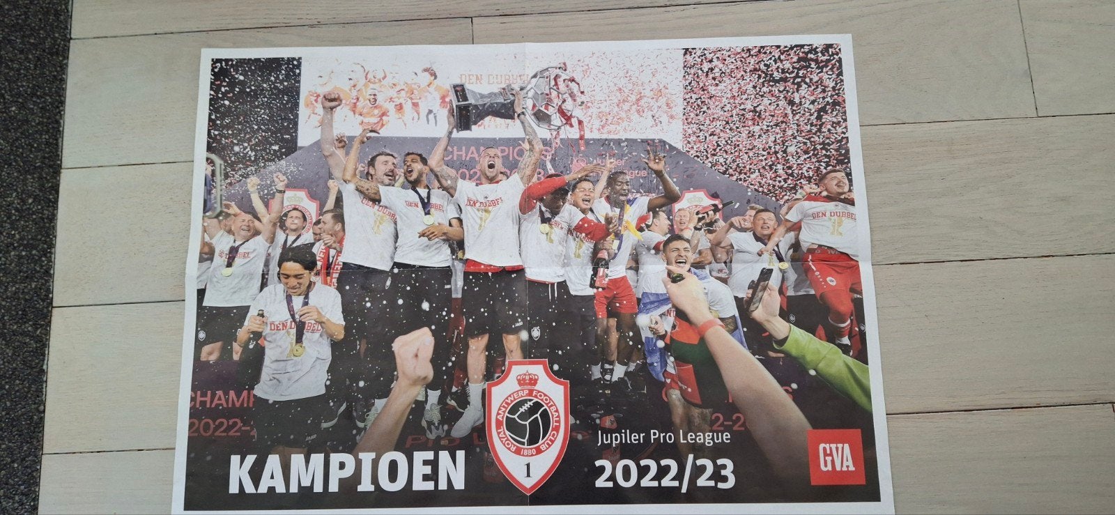 Poster RAFC Antwerpen kampioen voetbal ! Beker van België, Verzamelen, Ophalen of Verzenden, Zo goed als nieuw, Poster, Plaatje of Sticker
