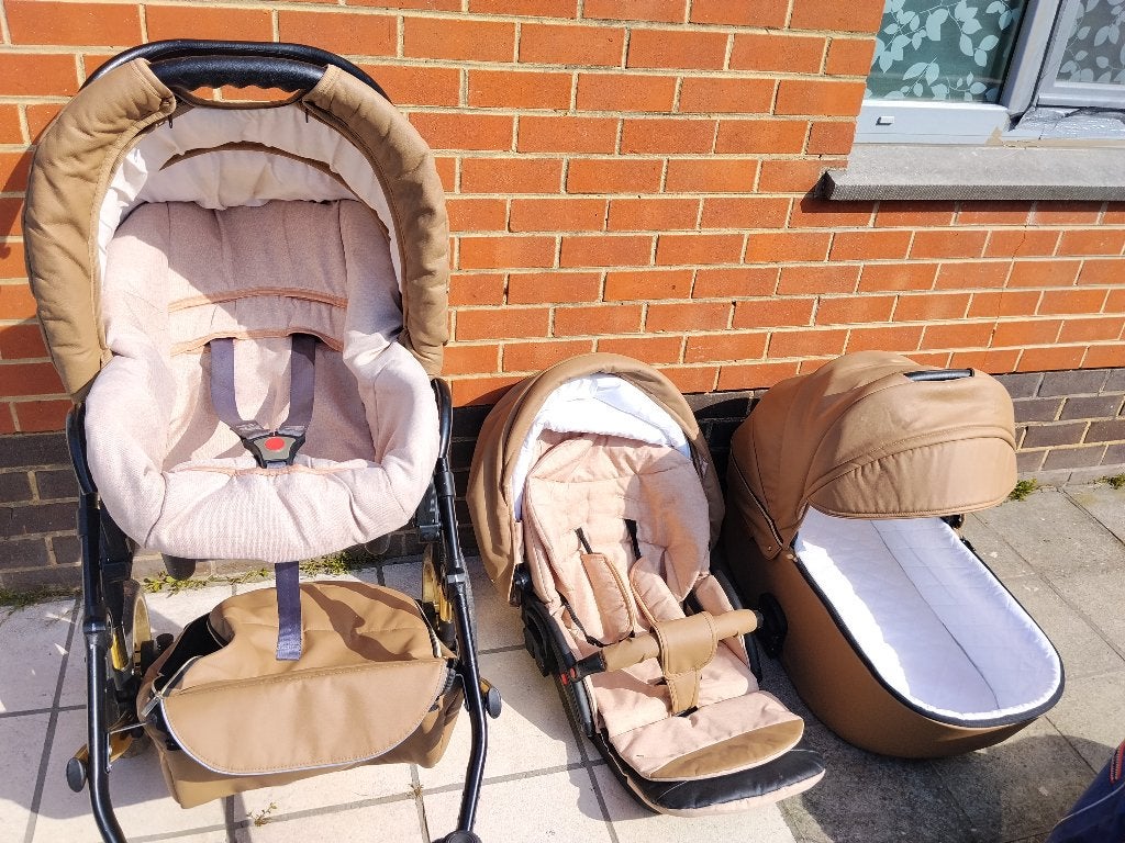 Poussette 3 en 1 bébé beige, Enlèvement, Comme neuf