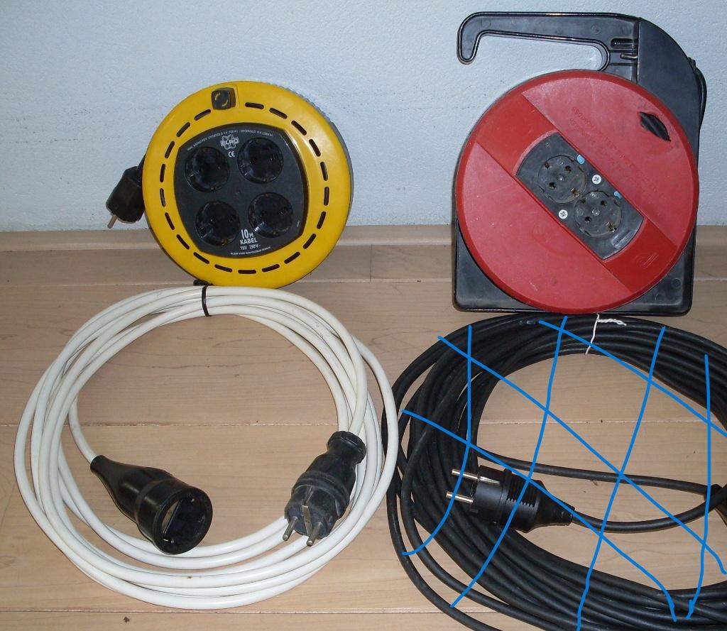 Kabelhaspels 10 / 20 meter & Verlengkabel 7 meter, Bricolage & Construction, Électricité & Câbles, Utilisé, Câble ou Fil électrique