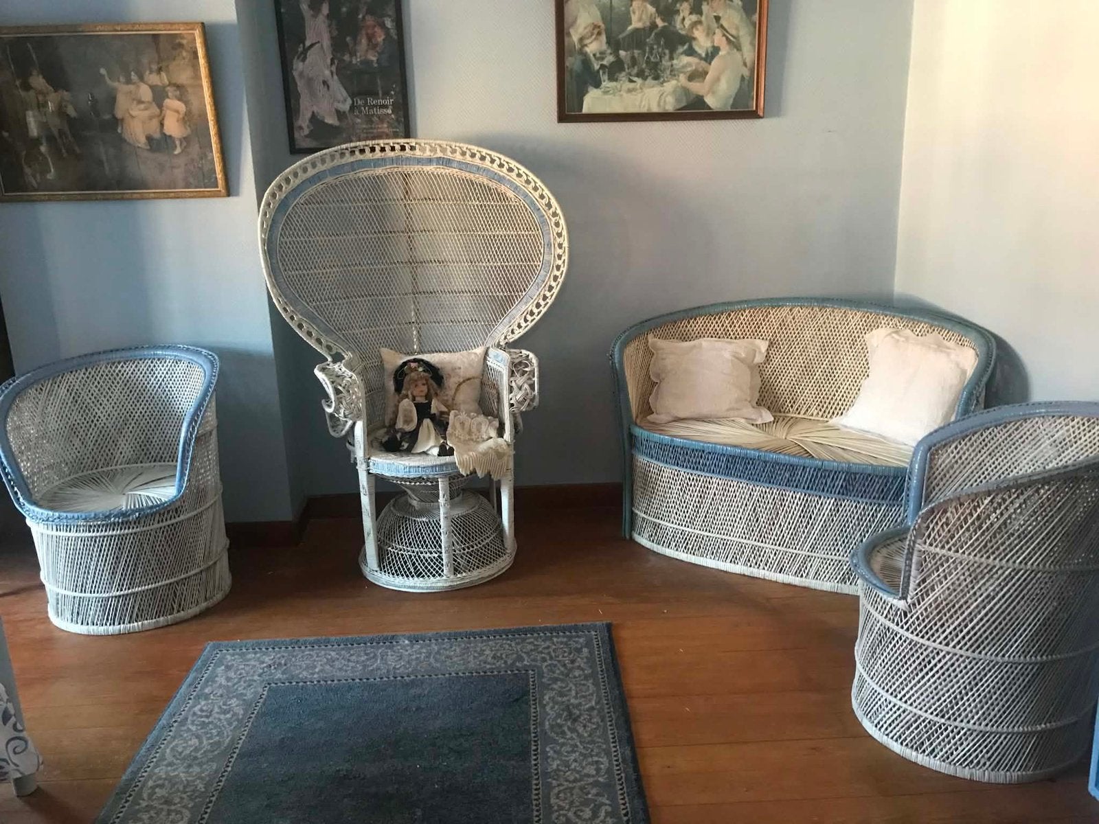 Fauteuil « Emmanuelle » avec ensemble en rotin, Ophalen, Gebruikt, Vintage - Fauteuil "Pomare"