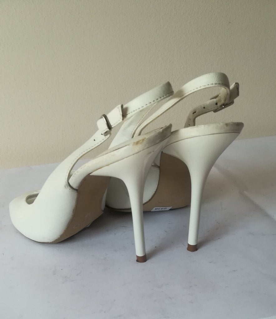 643B* ALDO sexy witte leren sandalen met hoge hakken (p 37), Verzenden, Wit, Schoenen met hoge hakken, Aldo