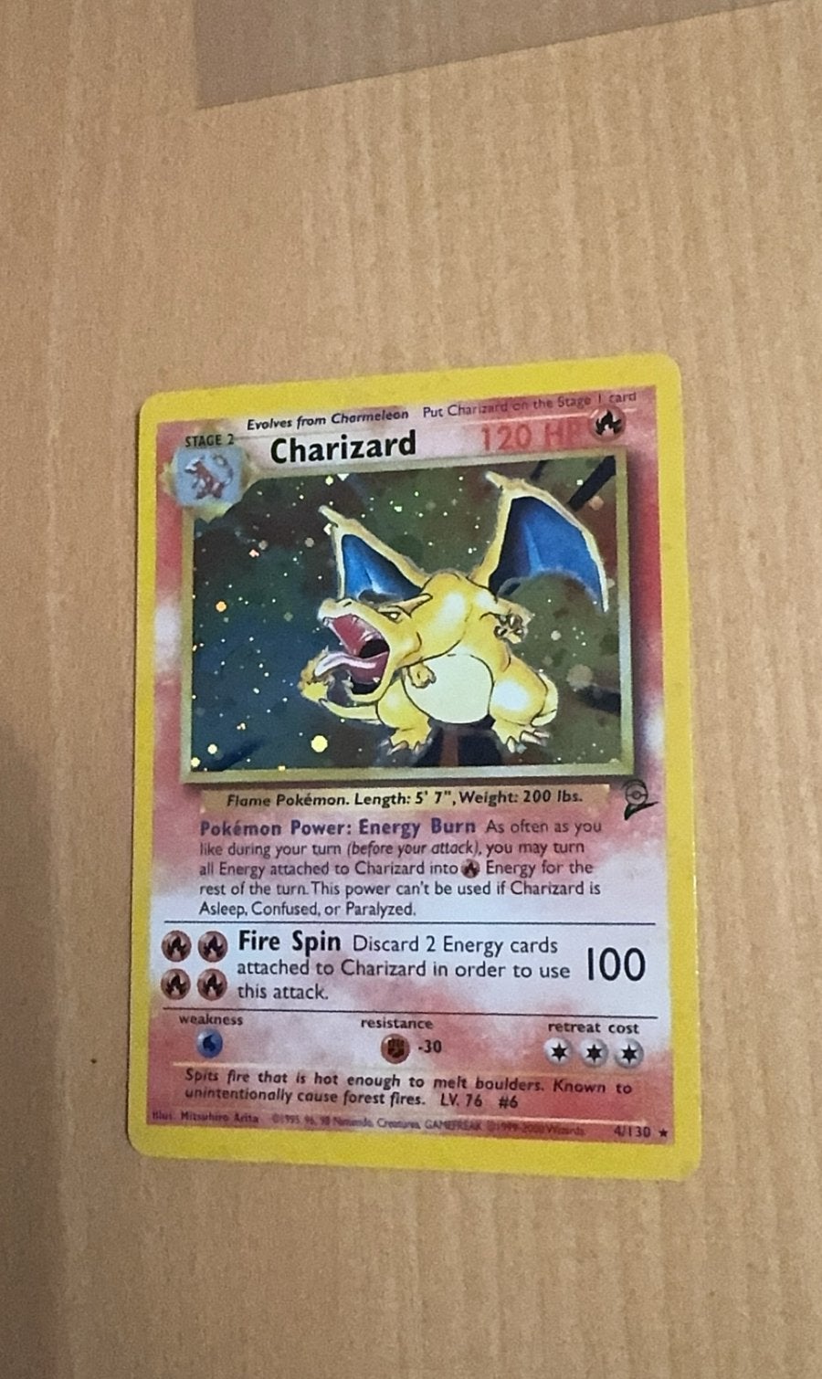 Charizard 4/130 base 2 holo foil, Enlèvement ou Envoi, Comme neuf, Foil