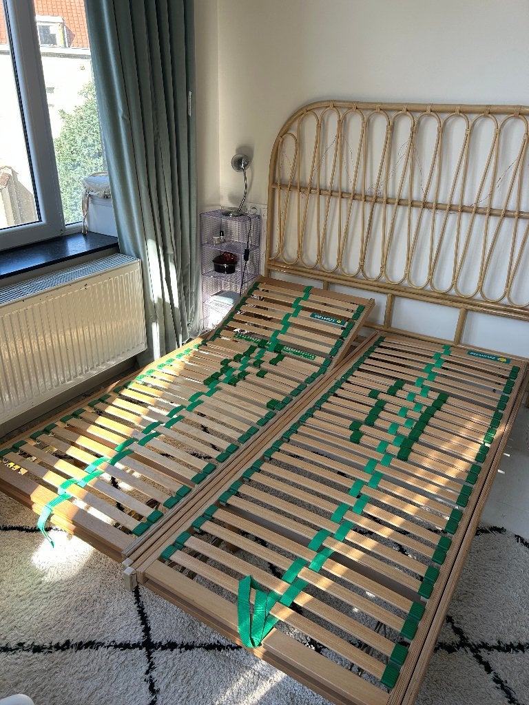 Double sommier à lattes, Huis en Inrichting, Slaapkamer | Matrassen en Bedbodems, Ophalen, Zo goed als nieuw, Twijfelaar, Bedbodem