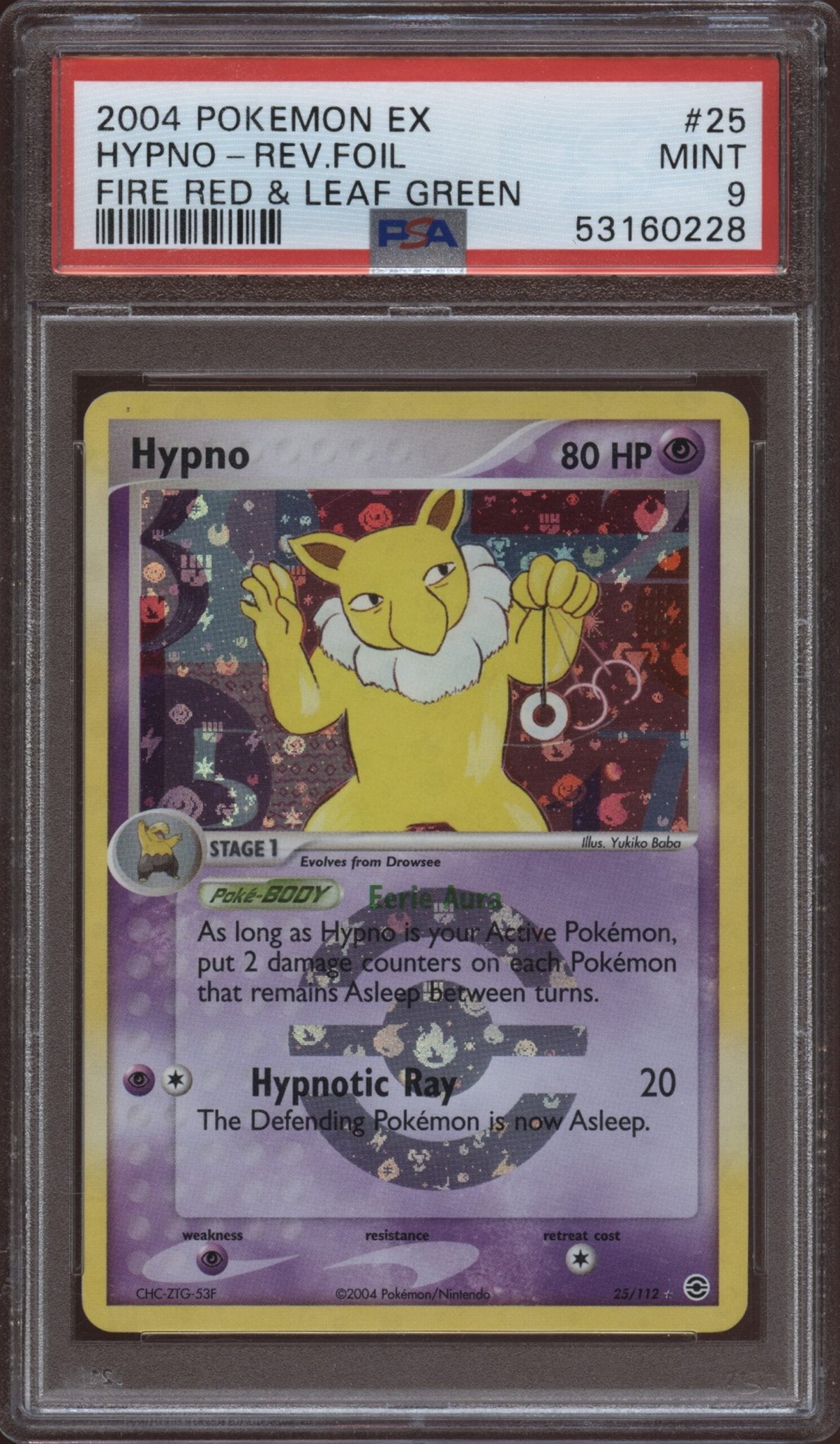 Hypno 25/112 - FireRed &amp; LeafGreen (Reverse Holo) (PSA 9, Verzenden