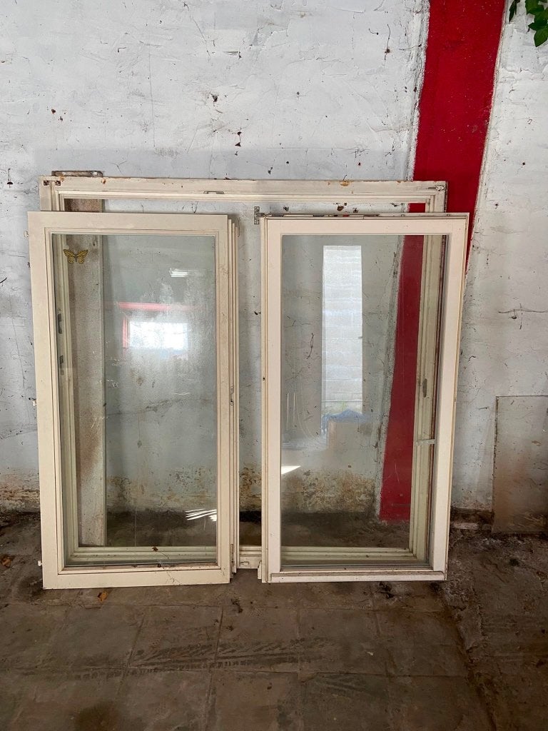 Houten raam, dubbel glas, Ophalen, Gebruikt
