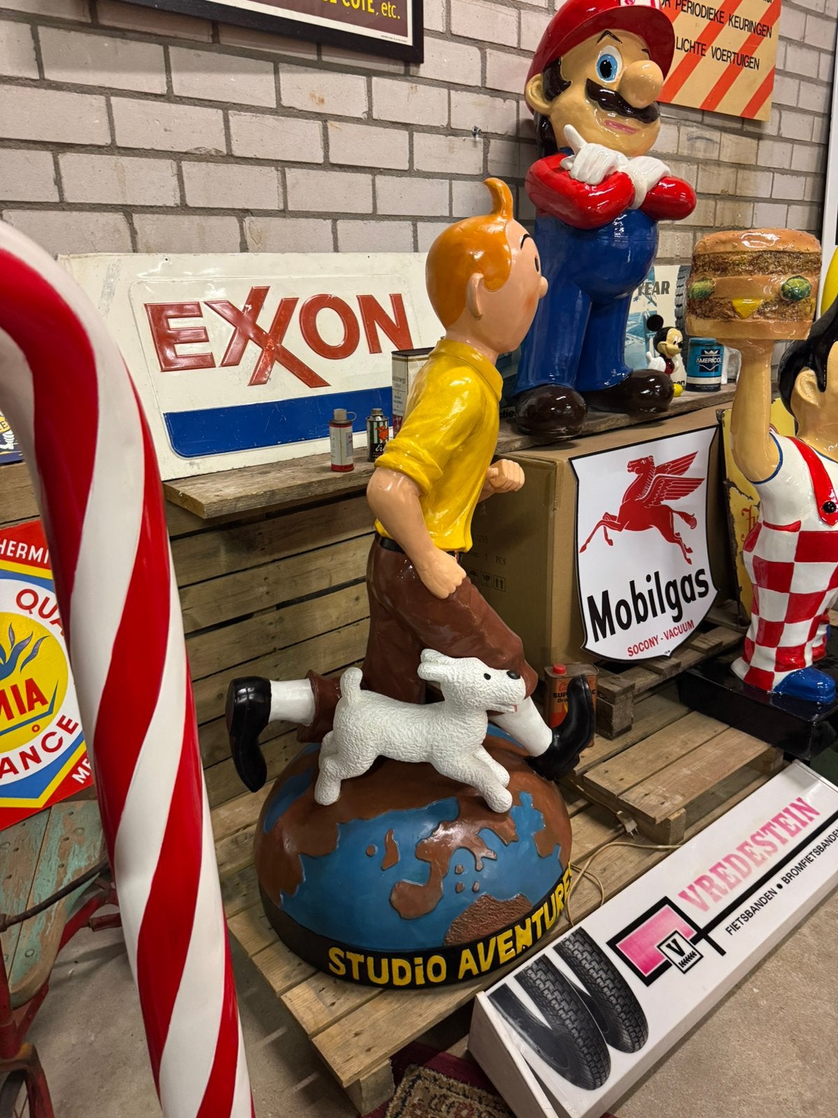 Groot Kuifje met Bobbie beeld XL, Ophalen, Gebruikt, Beeldje of Figuurtje, .