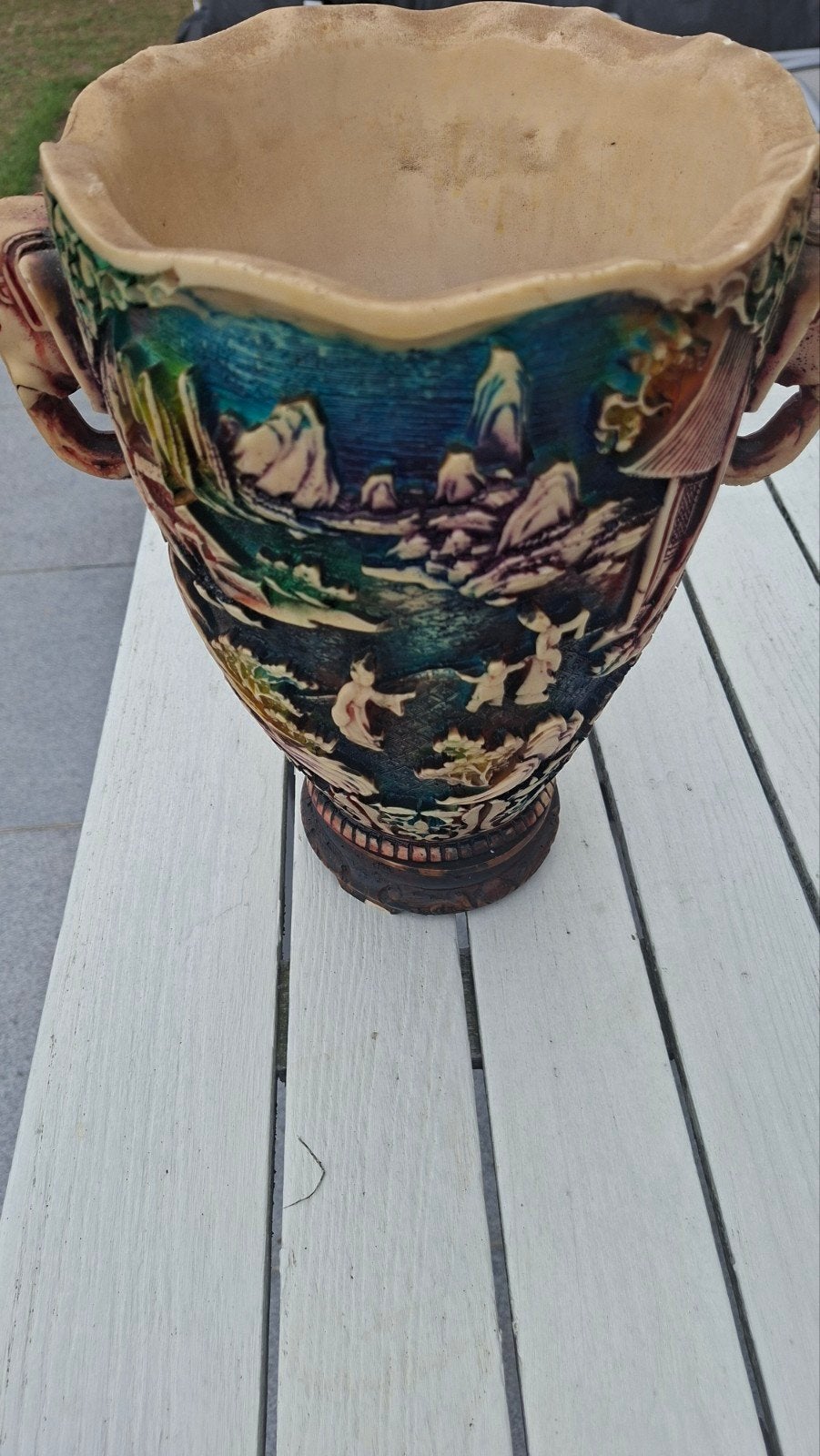 vintage Chinese vaas, Tuin en Terras, Ophalen, Overige materialen, Gebruikt, Rond