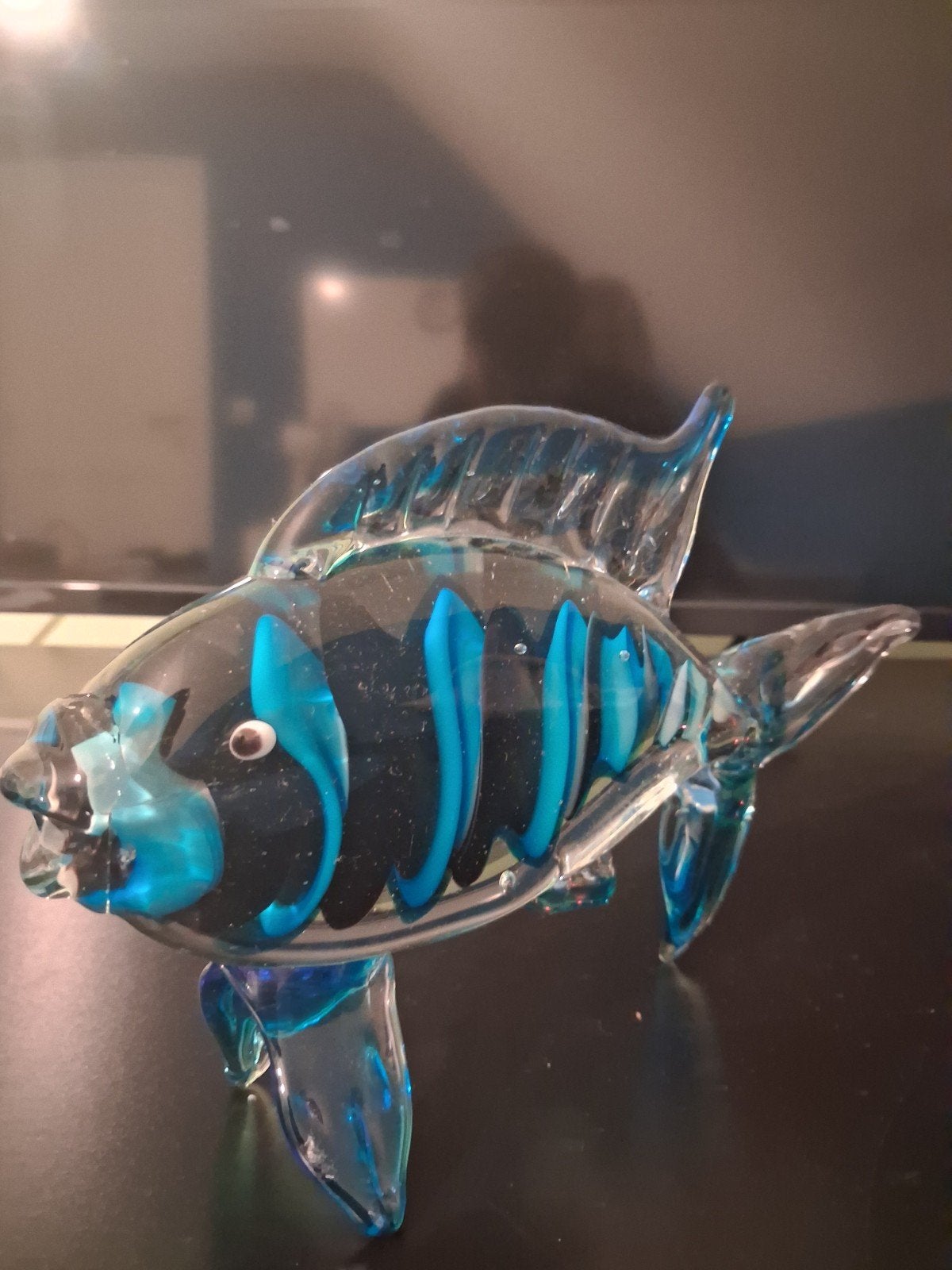 Glas beeltje vis, Antiek en Kunst, Ophalen, Glas, Blauw, 20 - 50 cm