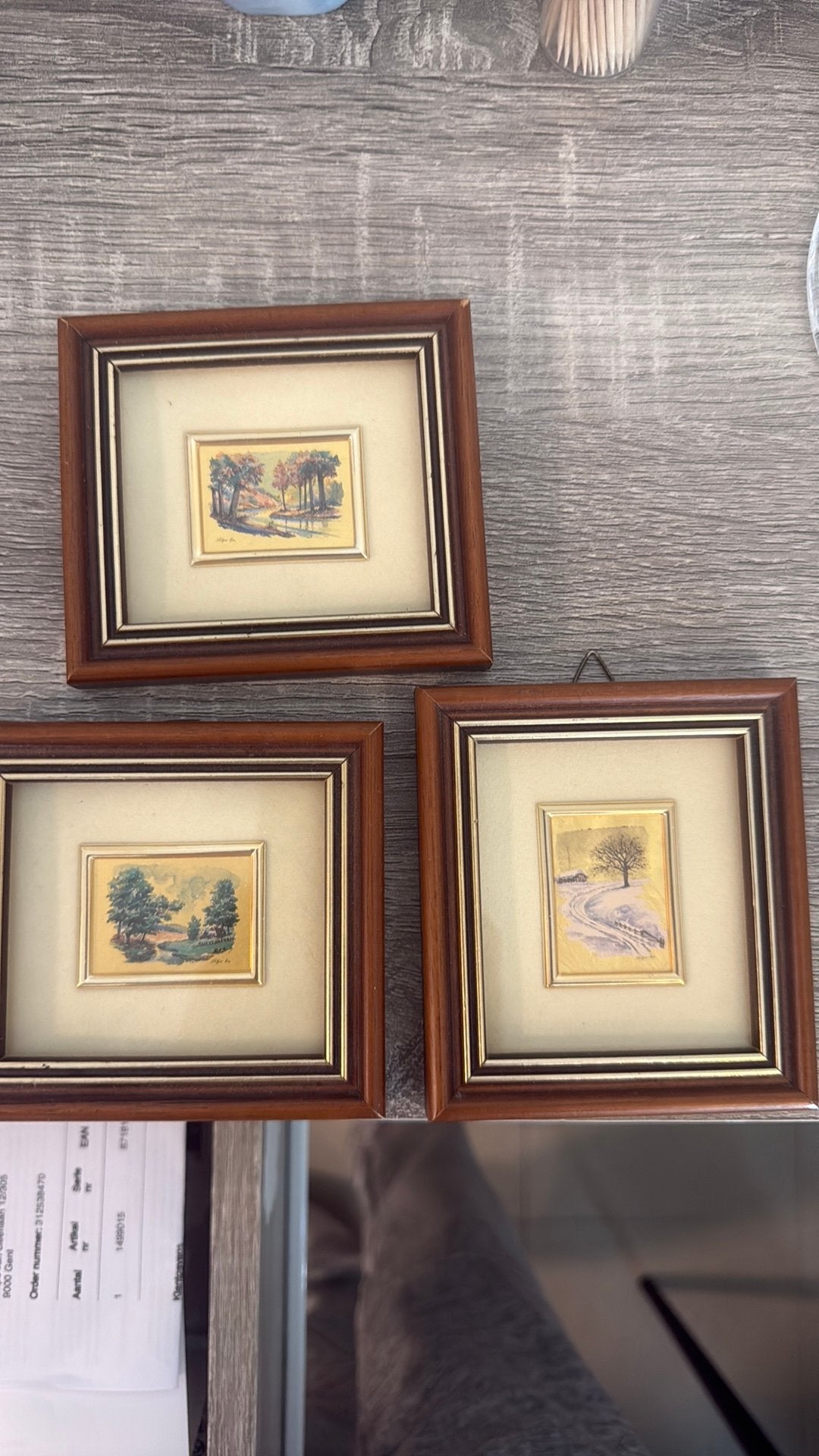 3 kleine schilderijtjes, Hobby en Vrije tijd, Borduren en Borduurmachines, Ophalen, Zo goed als nieuw