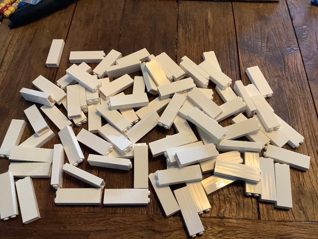 Lego blokken 1x2x5 wit 86 stuks / 398-80, Ophalen of Verzenden, Gebruikt, Losse stenen, Lego