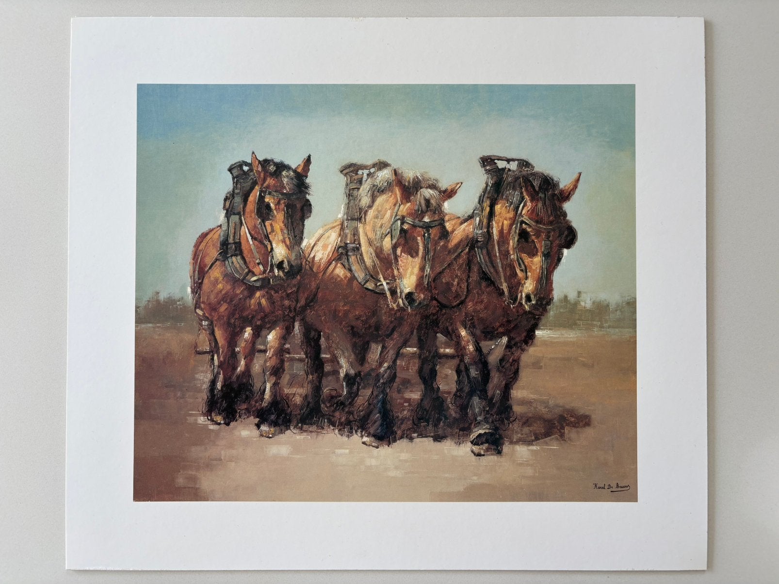 Karel de Bouw | Trekpaarden | Print, Ophalen of Verzenden, Dieren en Natuur, Overige techniek