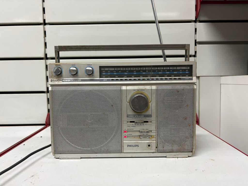 Philips D2814 Power Booster Vintage radio - jaren 80, Ophalen of Verzenden, Gebruikt, Radio