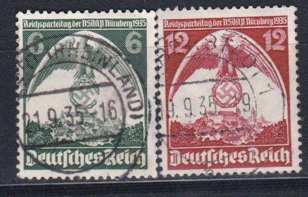 Duitse Rijk 135 - nr 586-587, Verzenden, Duitse Keizerrijk, Gestempeld