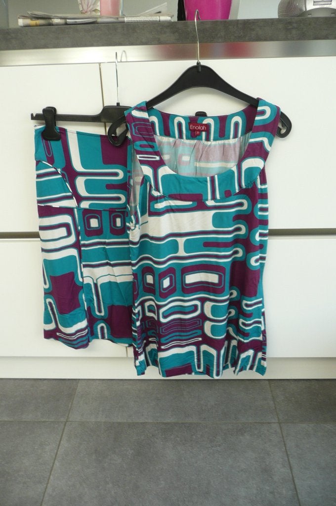 Setje blauw bordeau Enolah (K733), Blauw, Ophalen of Verzenden, Zo goed als nieuw, Enolah