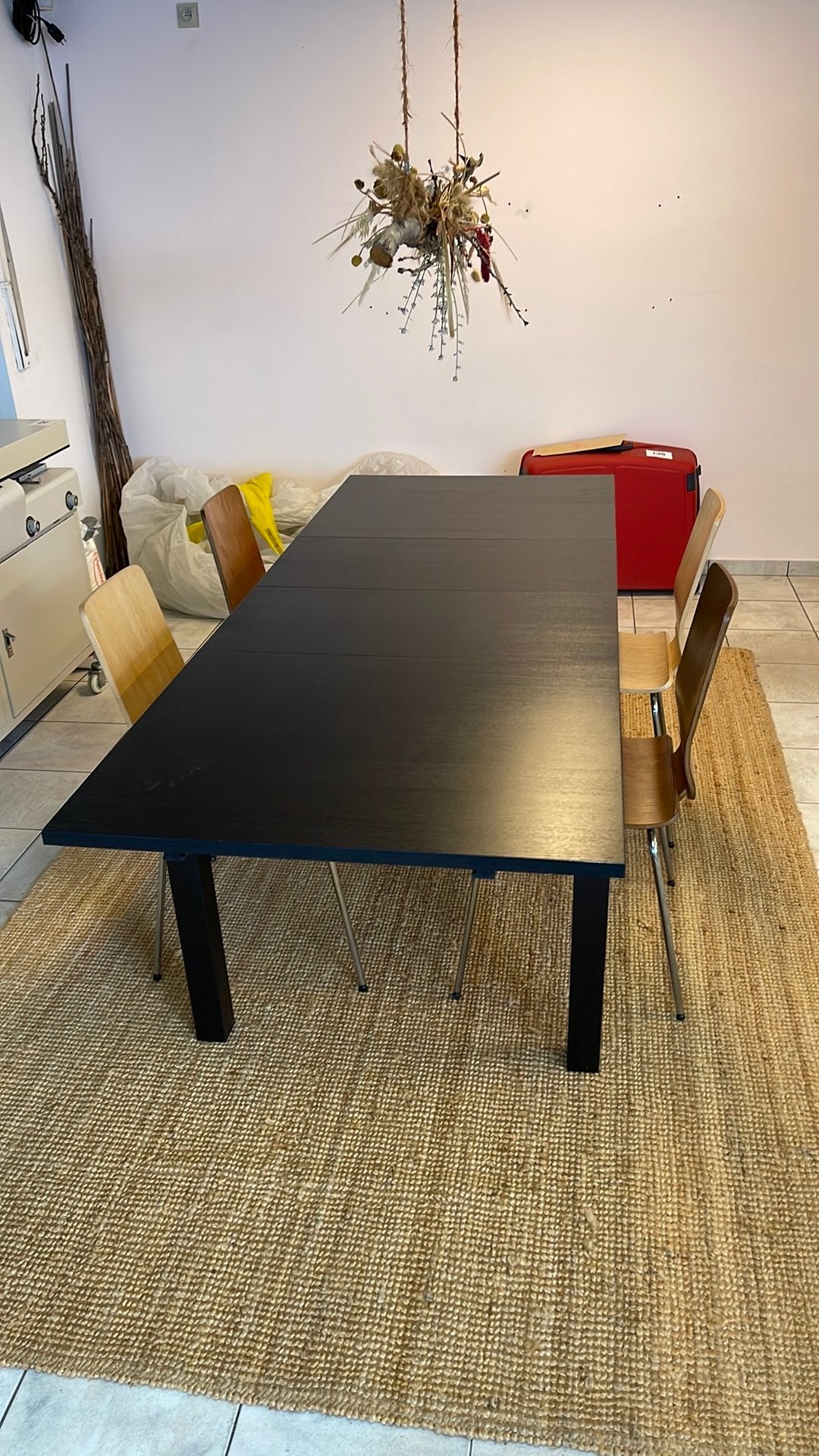 Houten eettafel met 4 stoelen, Enlèvement, Comme neuf