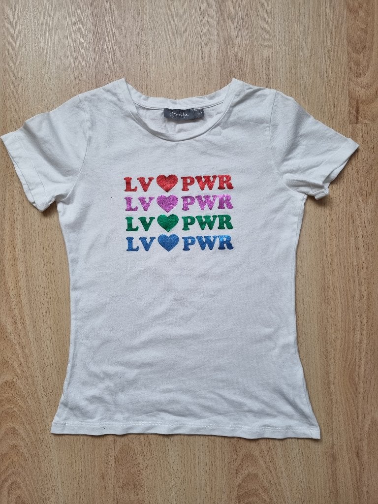 T-shirt blanc imprimé - Geisha - taille 152, Geisha, Enlèvement ou Envoi, Chemise ou À manches longues, Utilisé