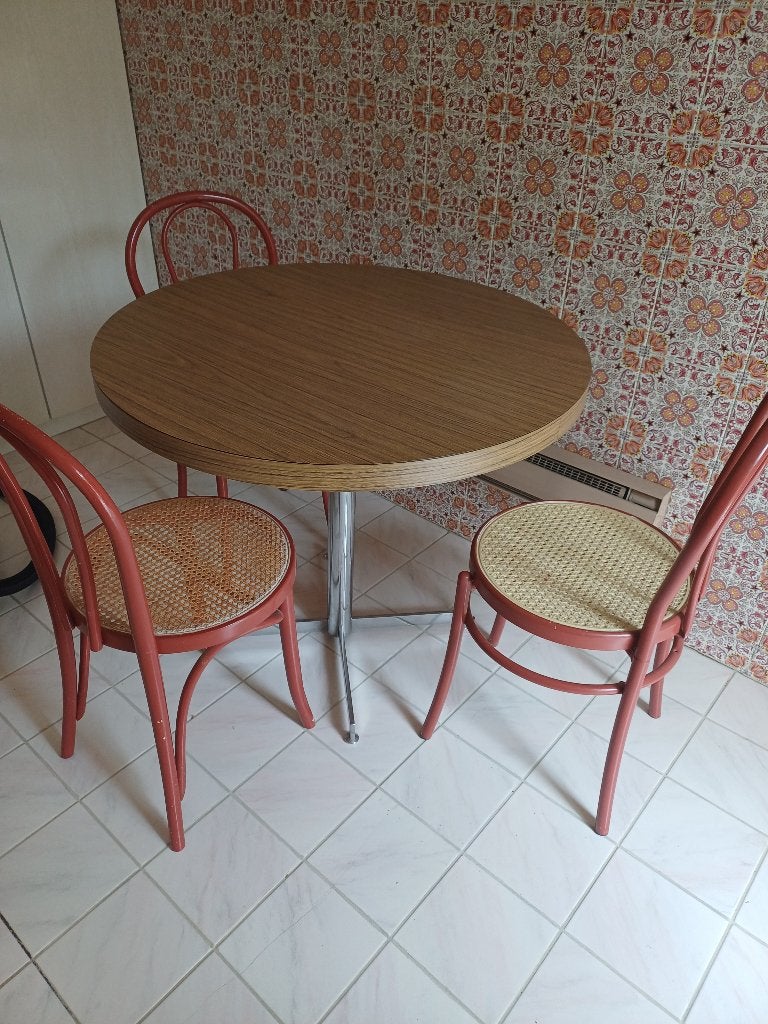 ronde keukentafel met 3 stoelen, Huis en Inrichting, Ophalen, Gebruikt