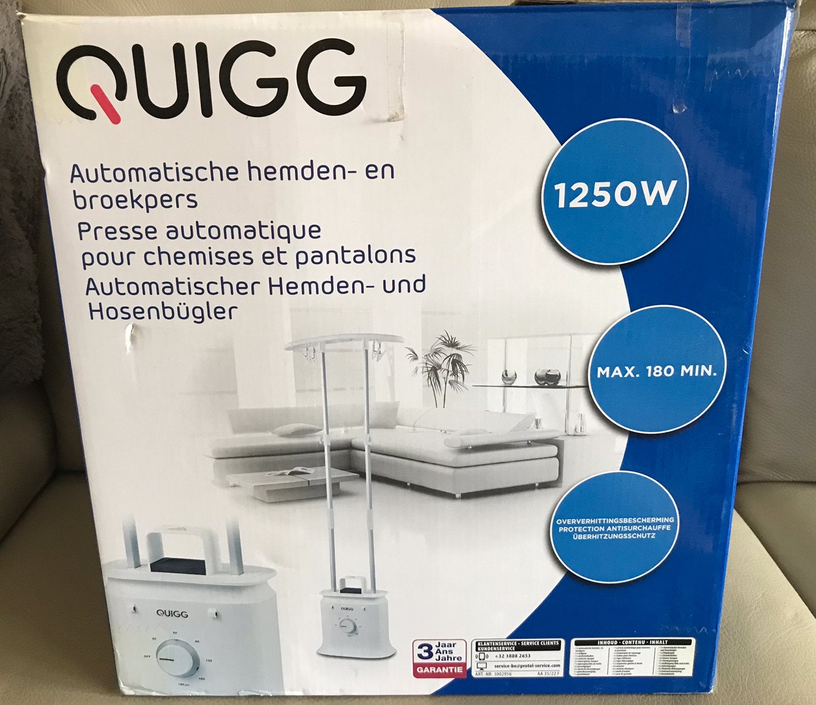 QUIGG Automatische hemden- en broekenpers, Elektronische apparatuur, Strijkijzers en Strijkplanken, Ophalen, Zo goed als nieuw