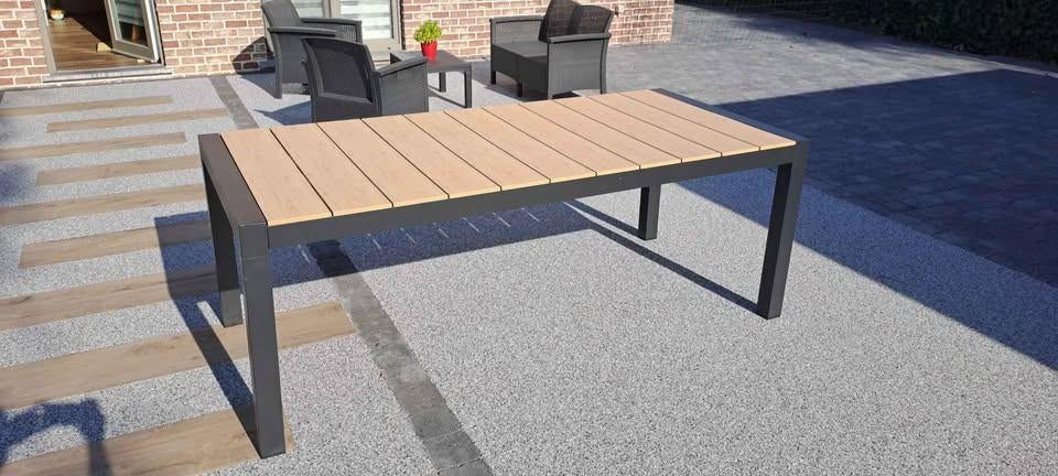 Table de jardin Ugo extensible aluminium/polywood, Enlèvement, Neuf, Rectangulaire, Aluminium