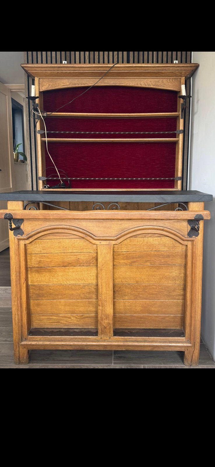 Bar met toog vintage eik, Enlèvement, Comme neuf
