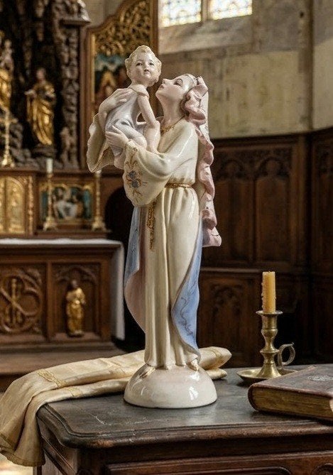 Porseleinen beeldje Madonna met kind. H=33cm., Antiek en Kunst, Ophalen