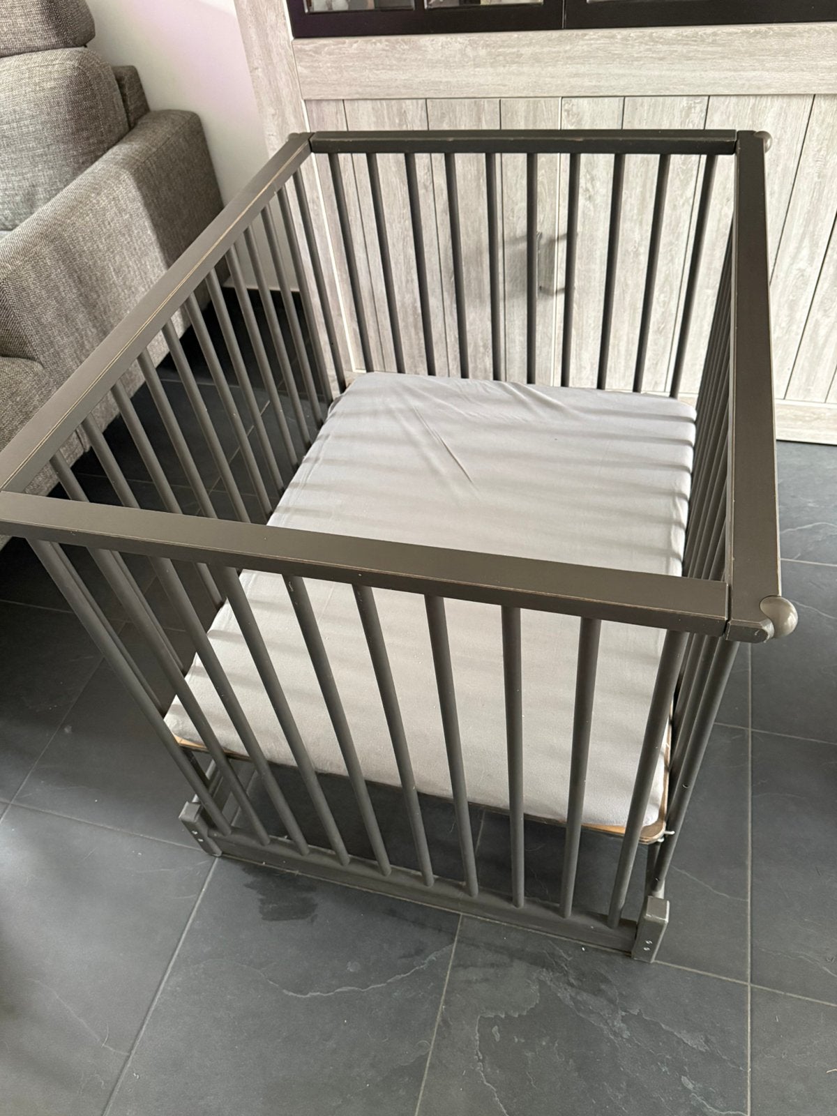 Babypark met matras, Ophalen, Zo goed als nieuw, Rechthoekig, In hoogte verstelbaar
