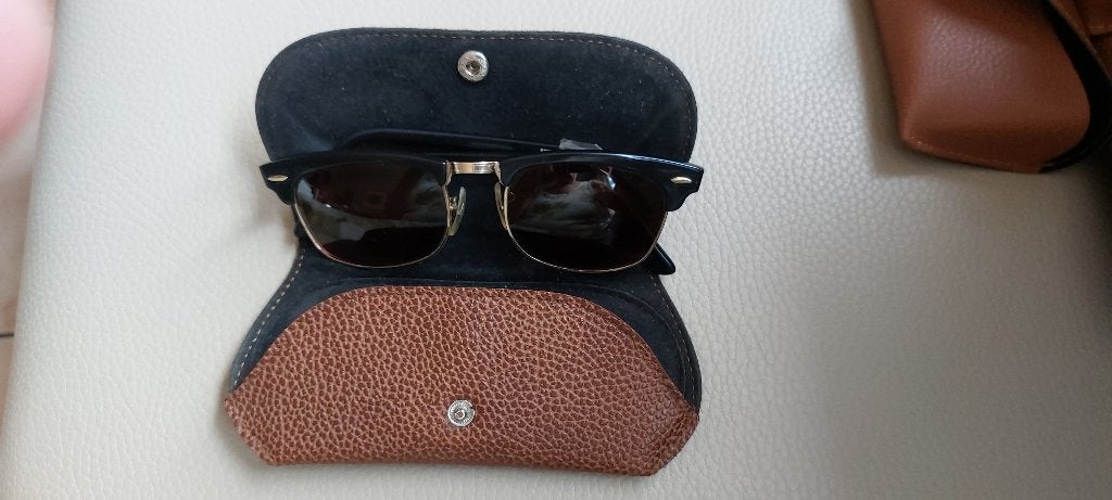 Ray-Ban vintage Bausch&Lomb USA Clubmaster zonnebril + case, Ophalen of Verzenden, Gebruikt, Zonnebril, Ray-Ban