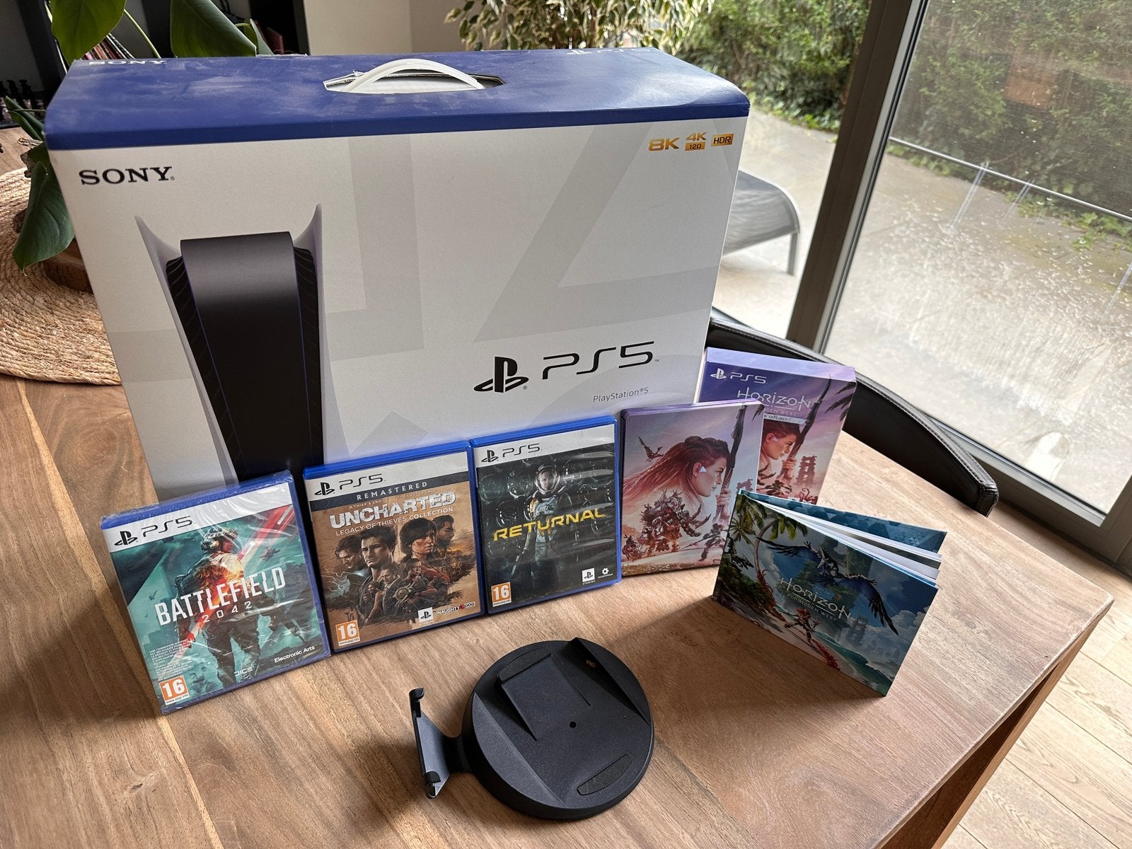 Sony PS5 Fat / 1 manette + 4 jeux + support, Consoles de jeu & Jeux vidéo, Enlèvement, Comme neuf, Playstation 5