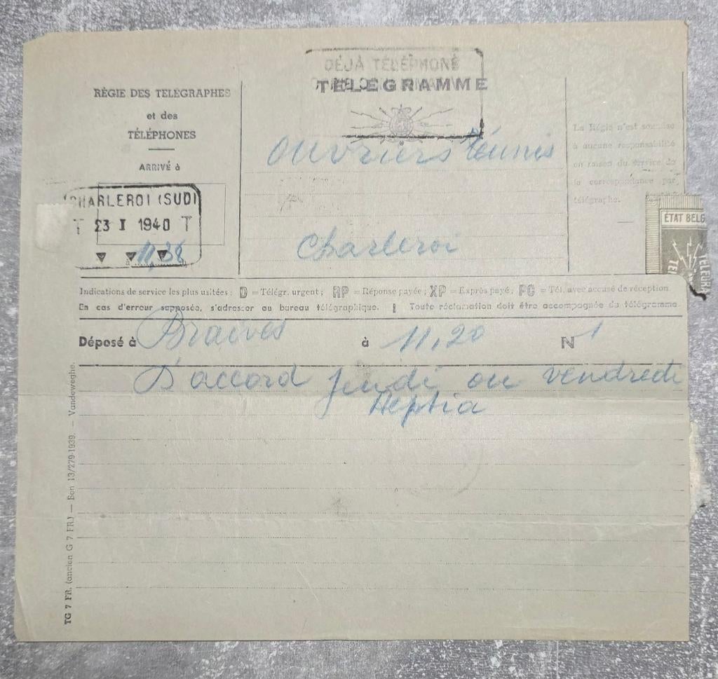 Chasseurs Ardennais+WW2+Braives+Télégramme+Heptia, Enlèvement ou Envoi, Autres, Autres types