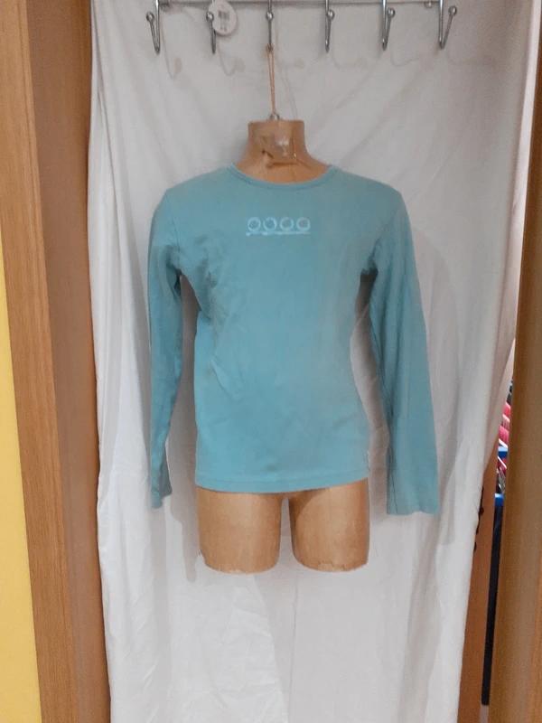 T-shirt Manche longue Bleu vert domyos decathlon 14 ans, Enlèvement ou Envoi, Chemise ou À manches longues, Decathlon, Utilisé