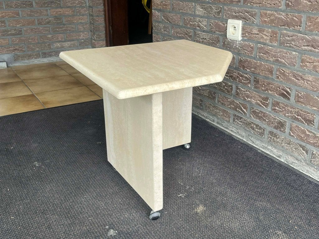 Travertin salontafel  / bijzettafel 50x50x43, Huis en Inrichting, Ophalen of Verzenden