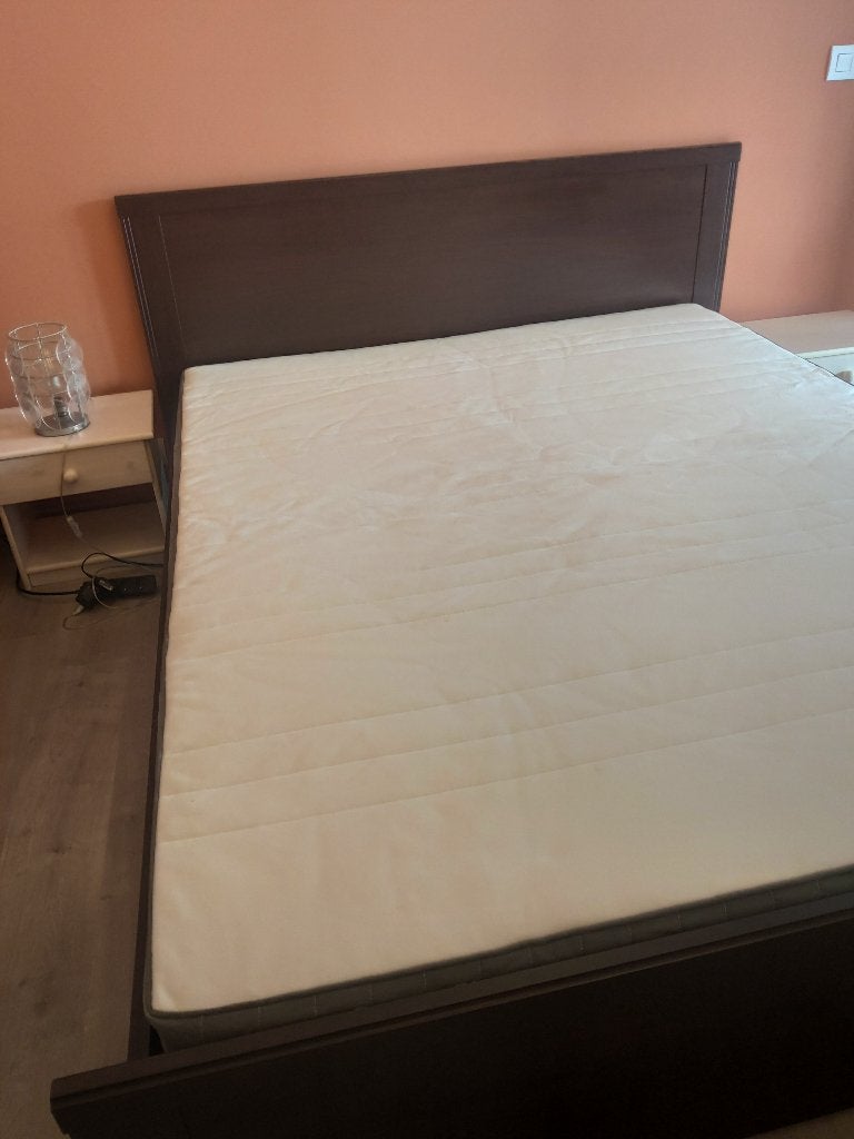 Lit double IKEA MALM 160x200 cm complet, Maison & Meubles, Brun, Enlèvement, Utilisé, Deux personnes