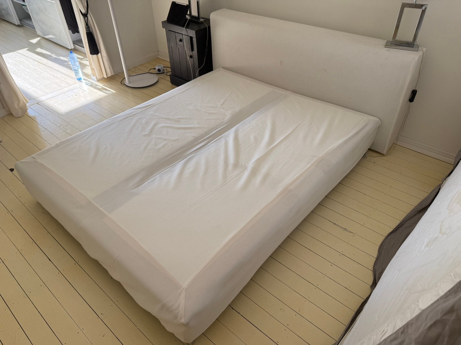 Boxspring bed queen size, Ophalen, Gebruikt, Wit, Twijfelaar