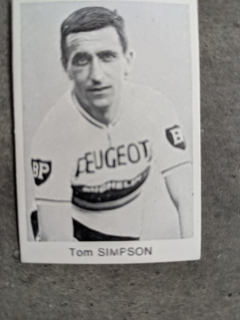 SIMPSON TOM WIELRENNER  KAART PRENTJE SIXTIES, Ophalen of Verzenden, Zo goed als nieuw